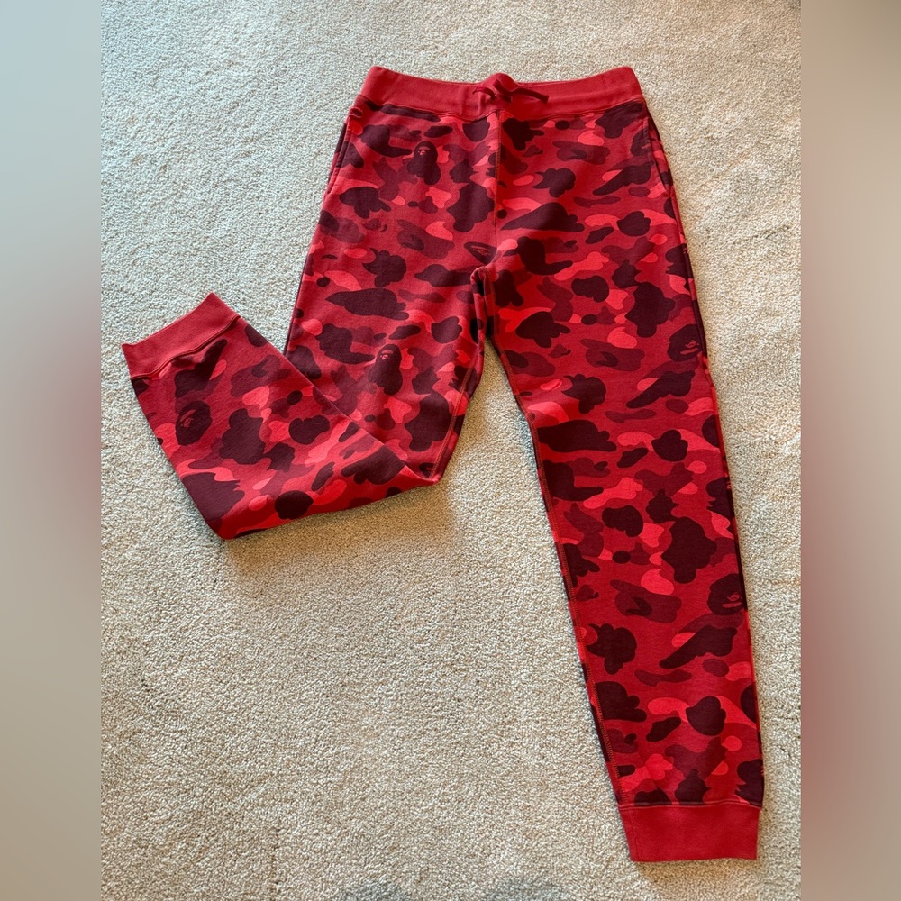 A Bathing Ape Men’s Vibrant Red Camo Joggers